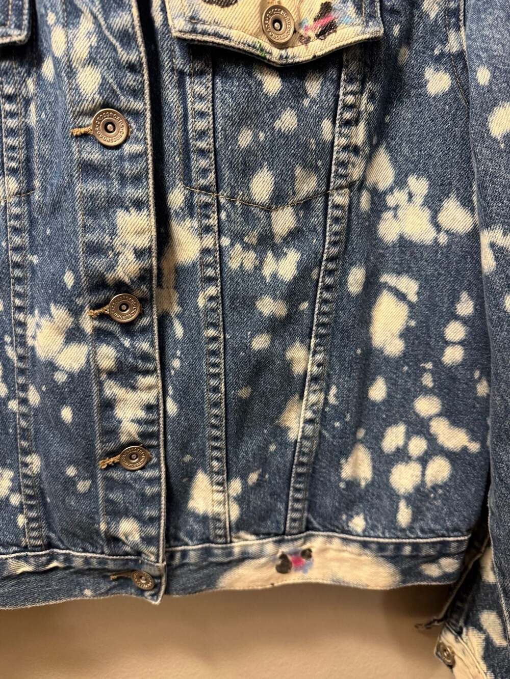 Vintage Crossroads Bleached Denim Jacket with Def Leppard High 'n' Dry Back Patc - Picture 5 of 9